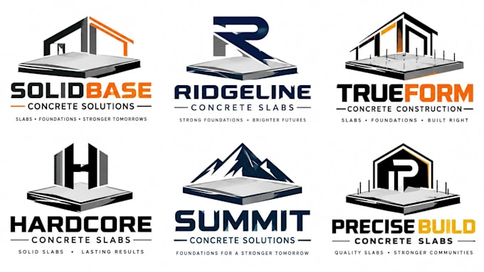 design a professional concrete slab, construction foundation, concrete slab logo