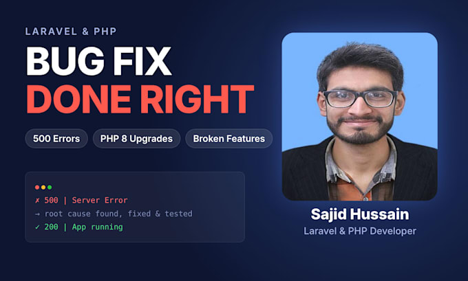 fix laravel bugs, PHP errors and broken features in your website