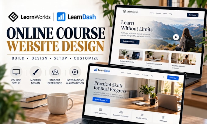 design high converting learnworlds or learndash online course website