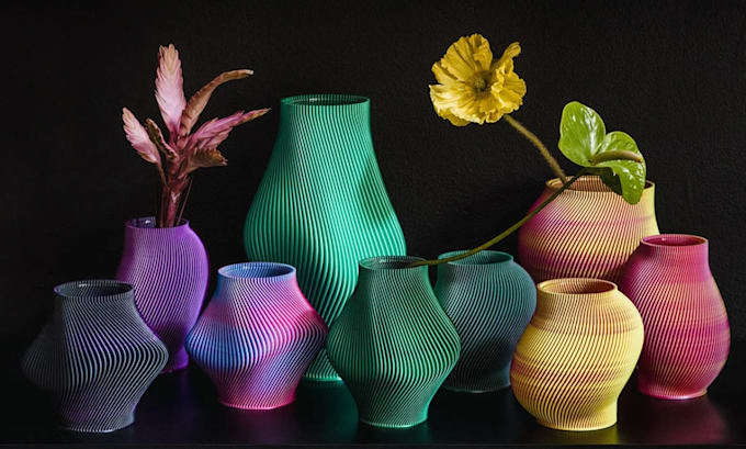 design a custom 3d vase mold 3d printed and 3d flower