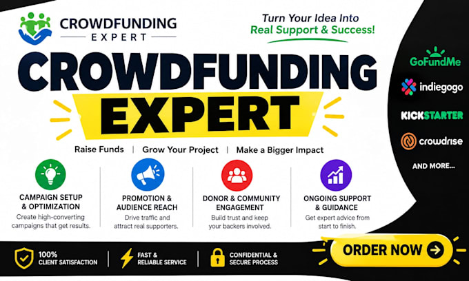 crowdfunding campaign setup fundraiser strategy kickstarter gofundme page writer