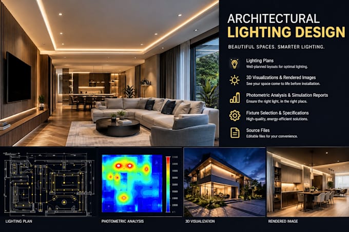 create professional architectural interior and exterior lighting design