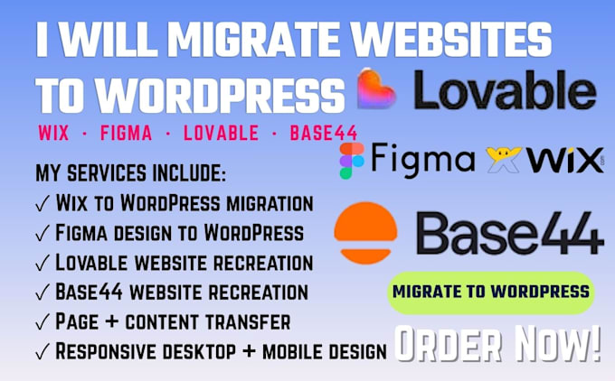 migrate wix to wordpress figma and lovable to wordpress base44 to wordpress