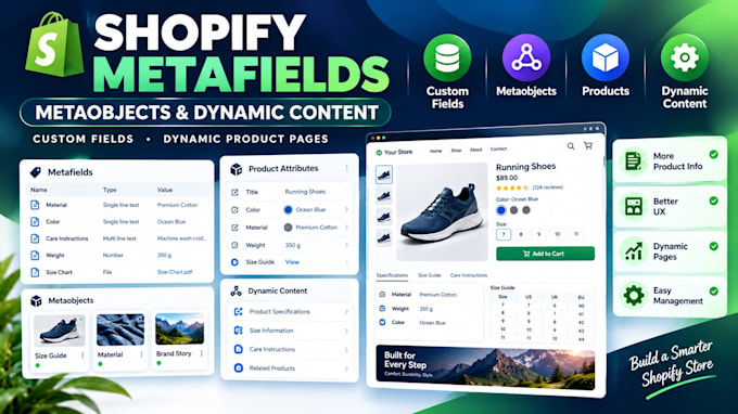 set up shopify metafields and metaobjects for dynamic store content