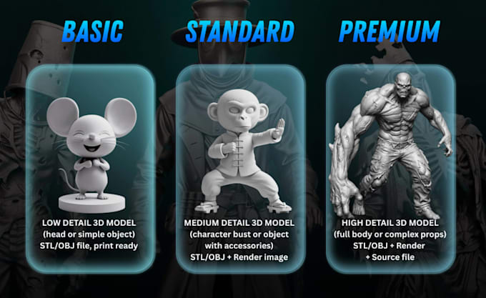 sculpt 3d model, figure, toy character for 3d printing