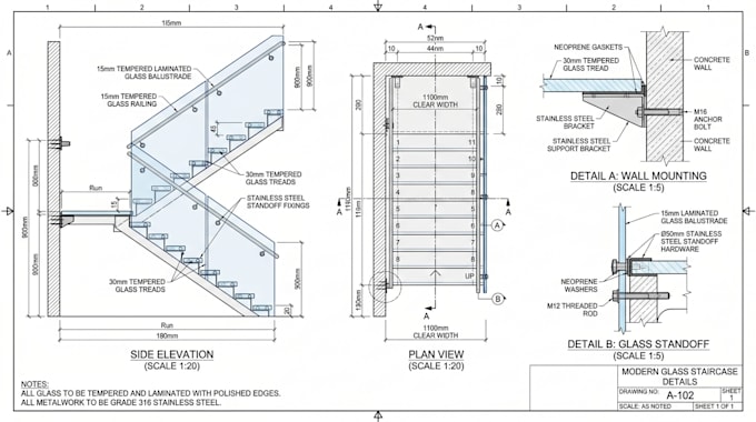 create 3d staircase and railing designs with 2d cad drawings