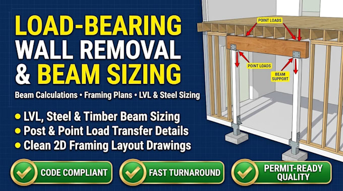 design load bearing wall beam calculation and framing plan