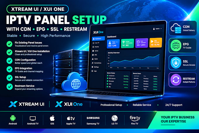 setup xtream ui xui one with cdn, epg, ssl and restream service