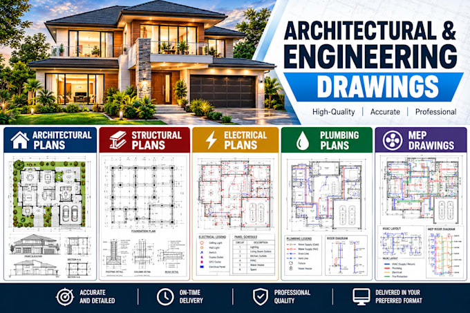 Draw your structural architectural electrical plumbing plans and mep ...