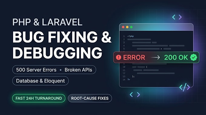debug and fix PHP laravel errors, API issues and backend bugs