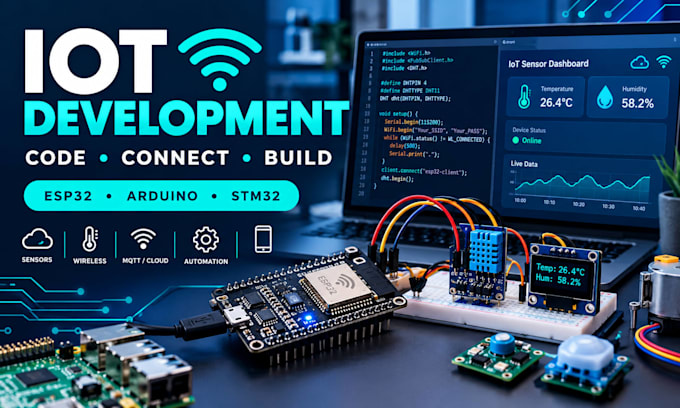 develop iot firmware for esp32 arduino and connected devices
