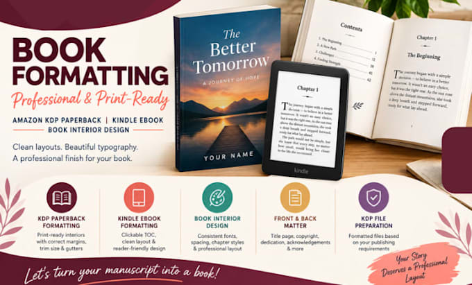 do amazon KDP paperback formatting, kindle ebook book interior design