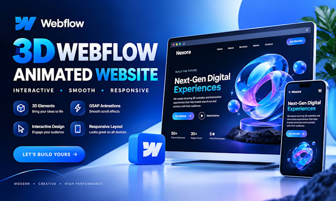 build a 3d webflow animated website with smooth interactive effects