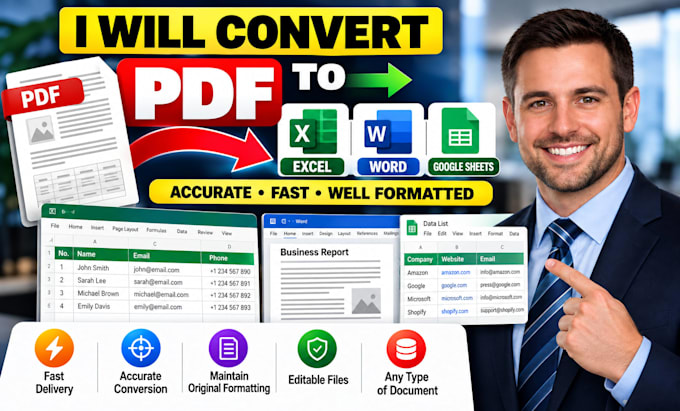 convert PDF to excel, word, or google sheets