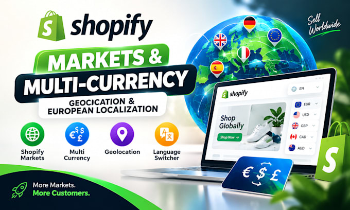 set up shopify markets currency converter geolocation and localization