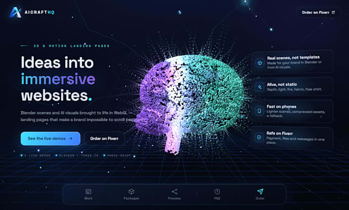 build an immersive 3d landing page with threejs and webgl