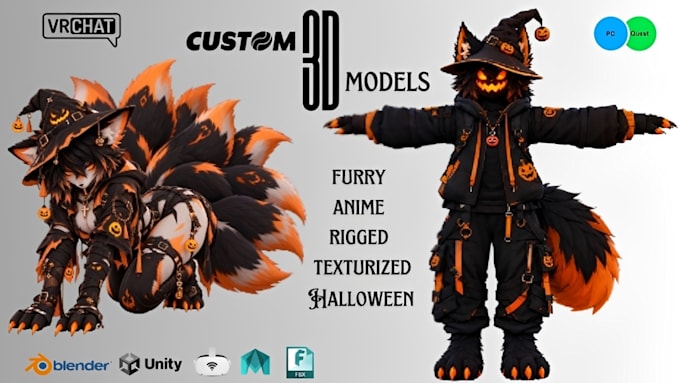 create custom halloween for furry anime vrchat avatars