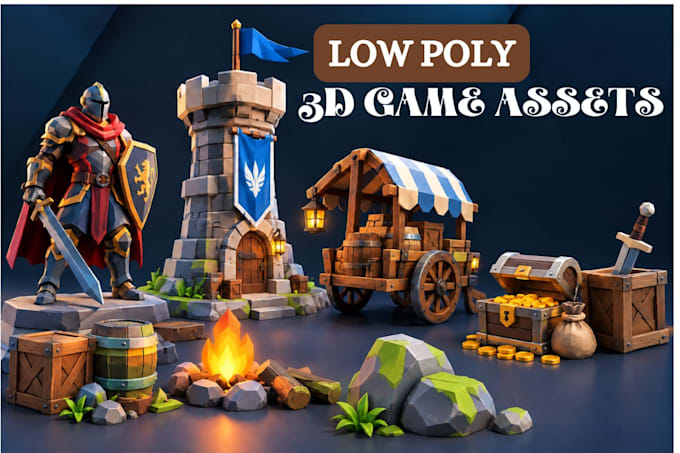 create optimized low poly 3d game assets props for unity unreal engine