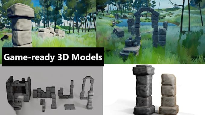 create stylized 3d models and gameready environment assets