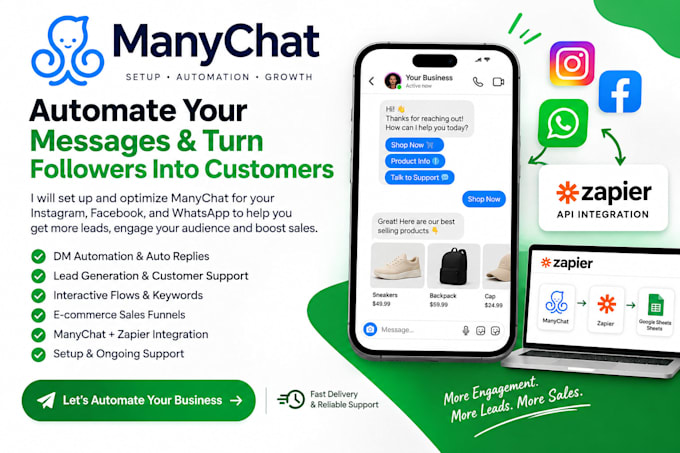 build high converting manychat, instagram and facebook dm and automation bots