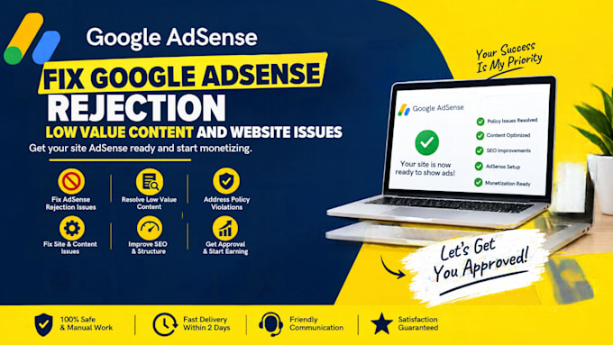 fix google adsense approval rejection, low value content and website issues