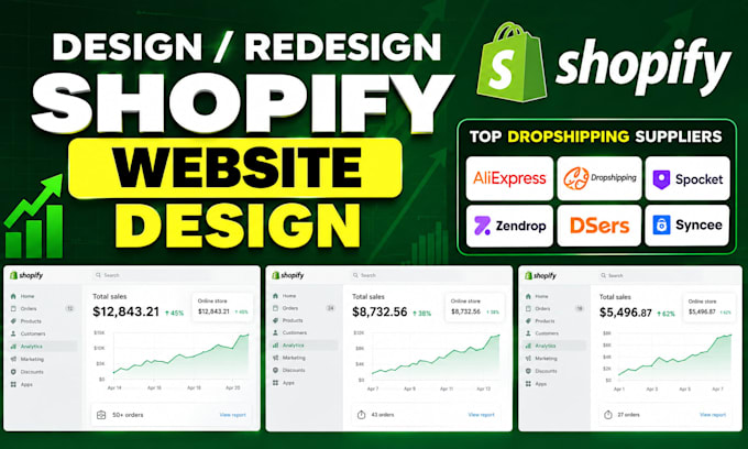 build automated shopify store design shopify website redesign dropshipping store