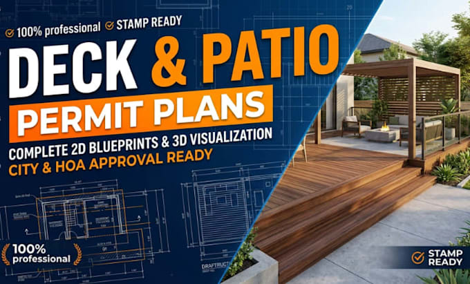 create deck permit drawings patio plans and outdoor construction plans