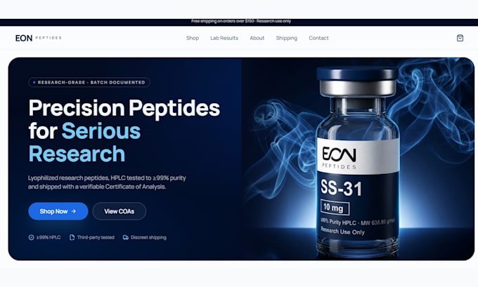 build peptide website, peptide store, ecommerce website woocommerce