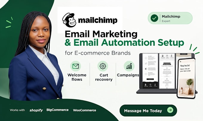 setup mailchimp email marketing, automation, mailchimp flows, templates