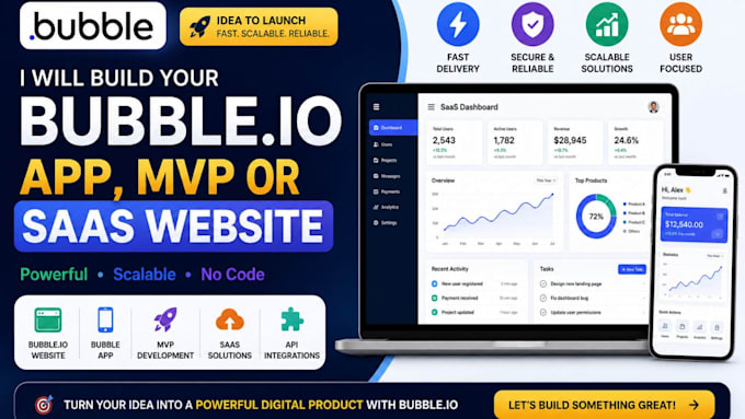 build your bubble io app, mvp or saas website