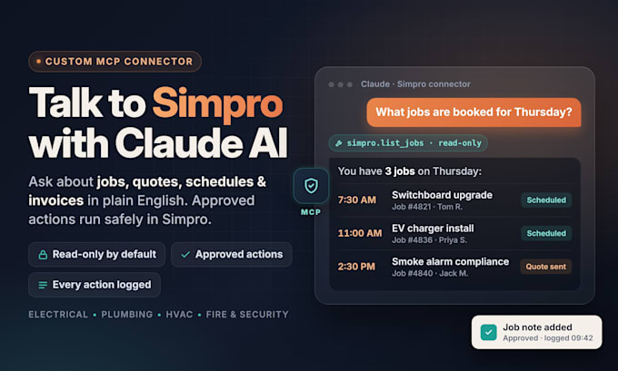 connect simpro to claude code cowork ai agent with a secure custom mcp connector