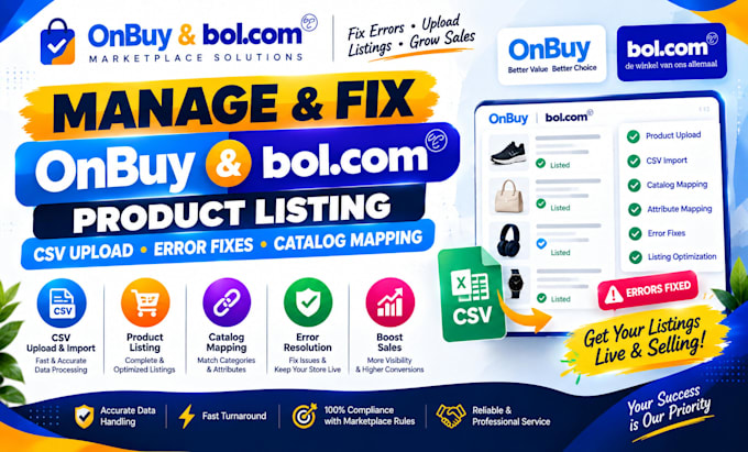 manage fix onbuy bol com product listing image CSV upload errors catalog mapping