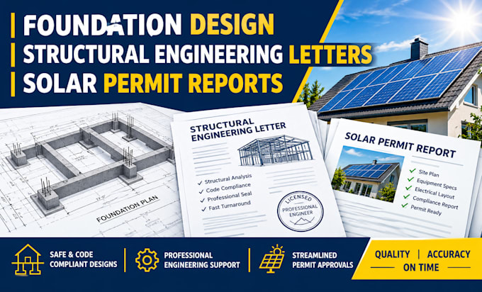 provide foundation design structural engineering letters and solar permit report