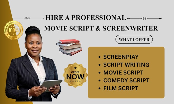 screenplay writing, movie script writing comedy script or TV pilot