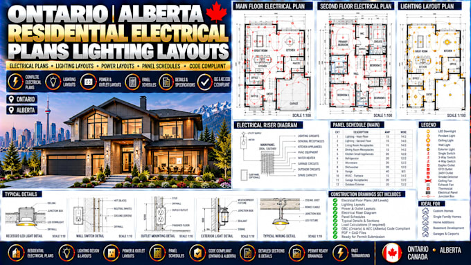 draw ontario alberta residential electrical plans lighting layouts