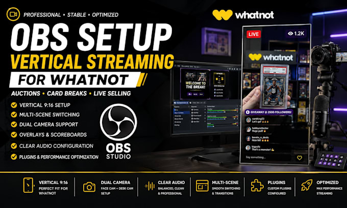 set up obs vertical streaming for whatnot