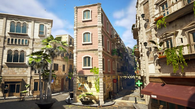 model stylized 3d game asset, 3d building model, unreal engine 5 level design