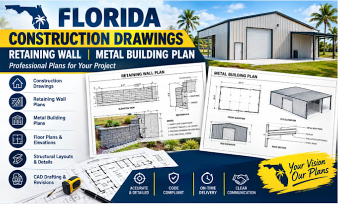 design florida construction drawing retaining wall metal building plan
