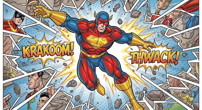 create ai video comic book illustration cartoon character comics