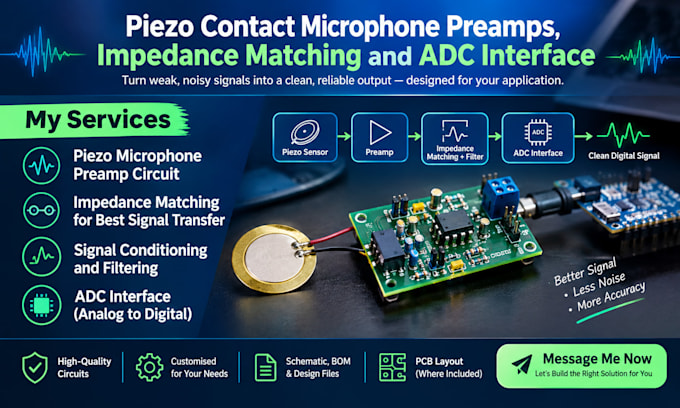 design piezo contact microphone preamps, impedance matching and adc interface
