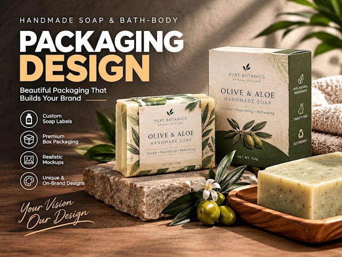 design soap labels, product packaging, box packaging and 3d mockups