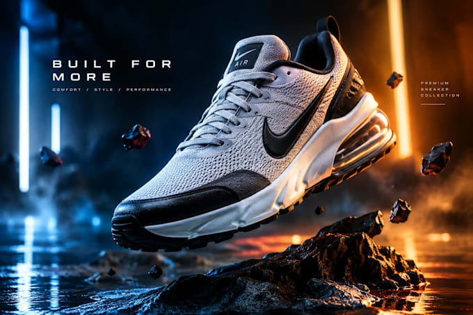 create cinematic 3d sneaker animation and realistic shoe commercials