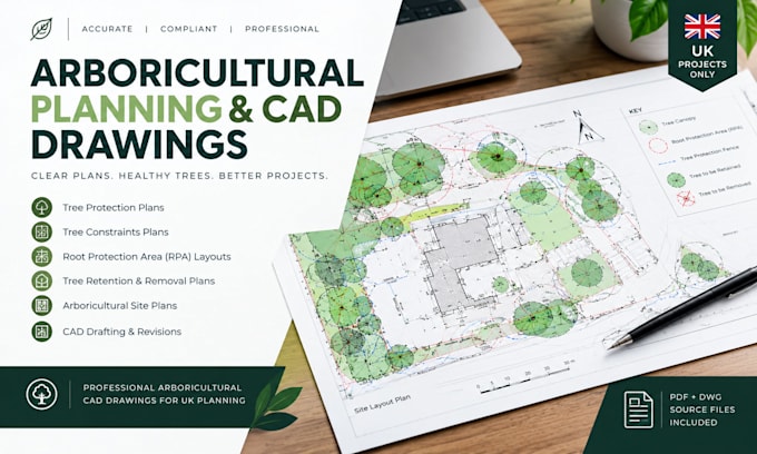 create arboricultural planning and tree protection cad drawings