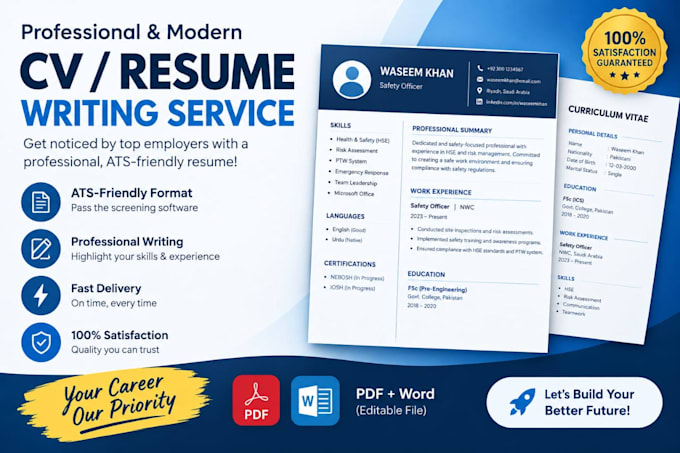 be your professional CV maker, expert resume writer and cover letter