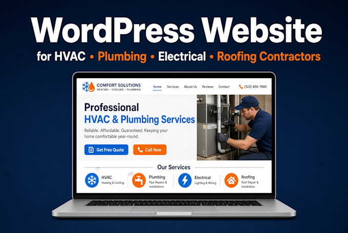 build wordpress website hvac, plumbing, electrical, roofing, general contractors