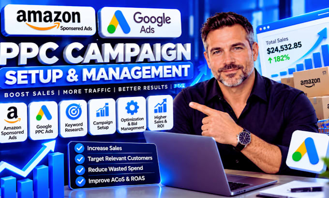 setup amazon sponsored ads to boost amazon sales, google ppc ads campaign
