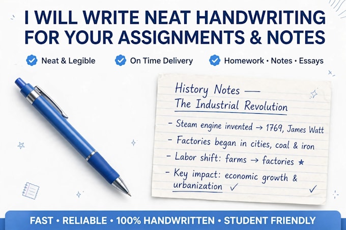 write assignments and notes in neat handwriting