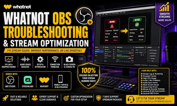 whatnot obs troubleshooting and stream optimization