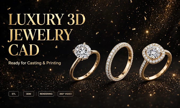 design 3d jewelry model for casting, printing and rendering