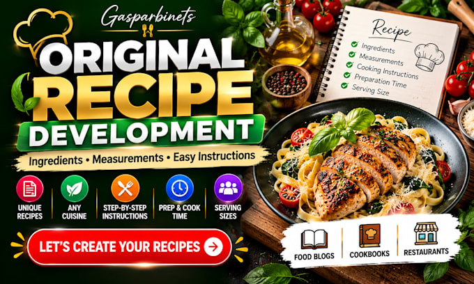 develop original recipes with ingredients and cooking